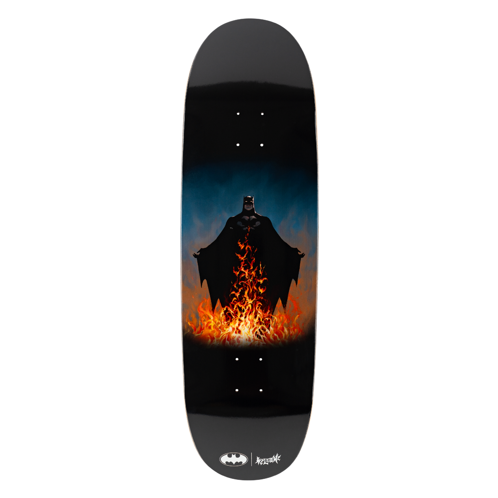 Welcome x Batman Bat Flames on Boline 2.0 Deck - 9.5″ Black - Bow Shock Marketplace