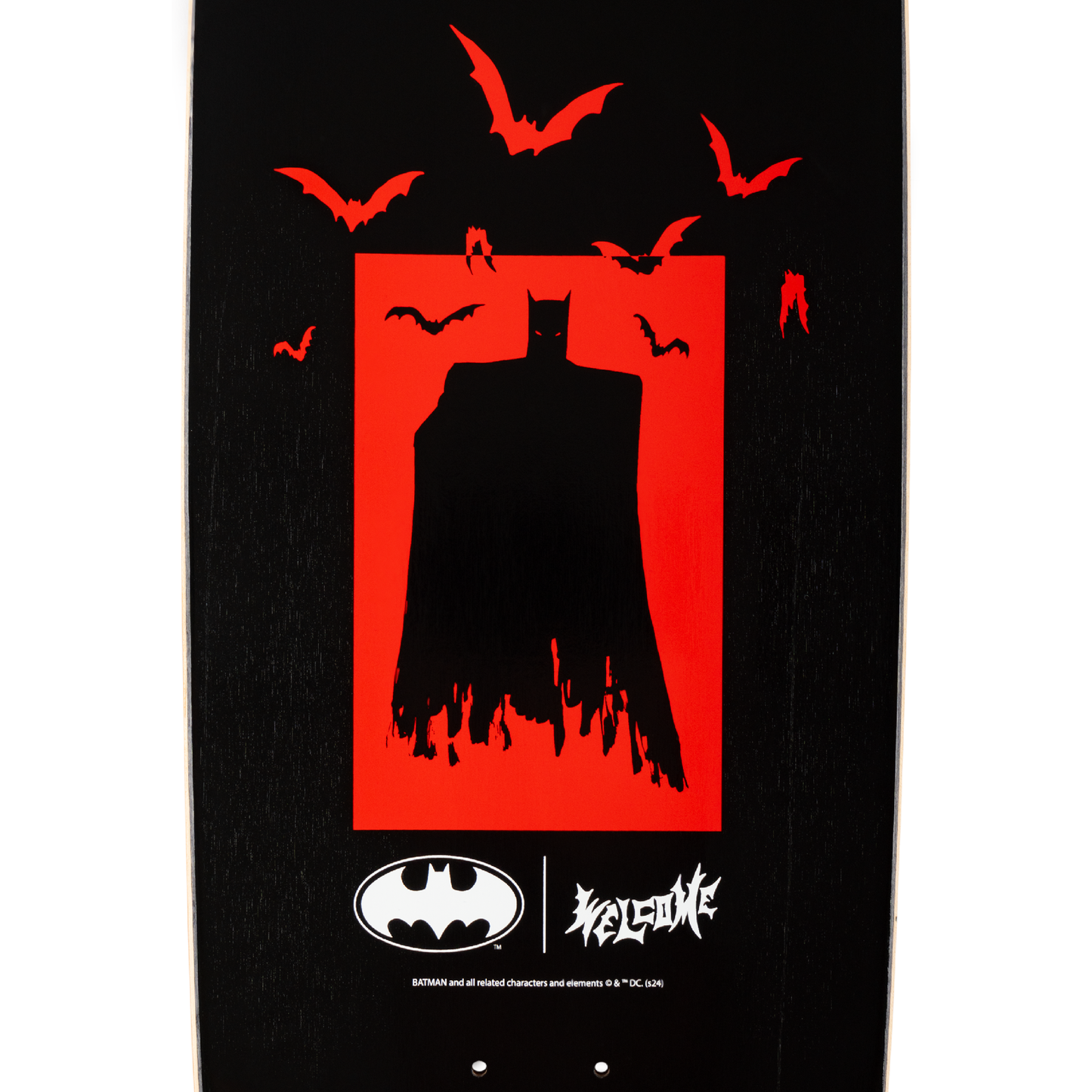 Welcome x Batman Bat Flames on Boline 2.0 Deck - 9.5″ Black - Bow Shock Marketplace