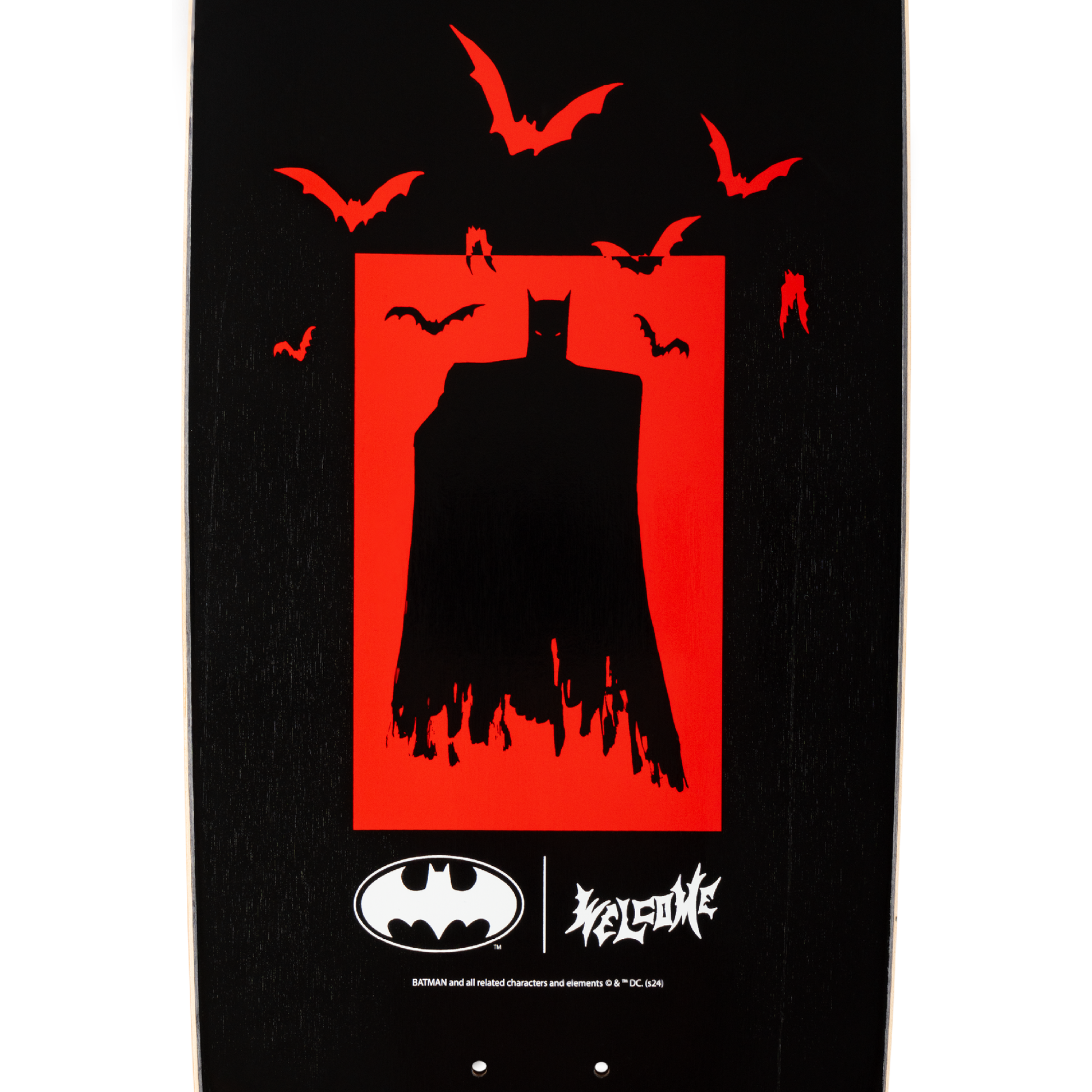 Welcome x Batman Bat Flames on Boline 2.0 Deck - 9.5″ Black - Bow Shock Marketplace
