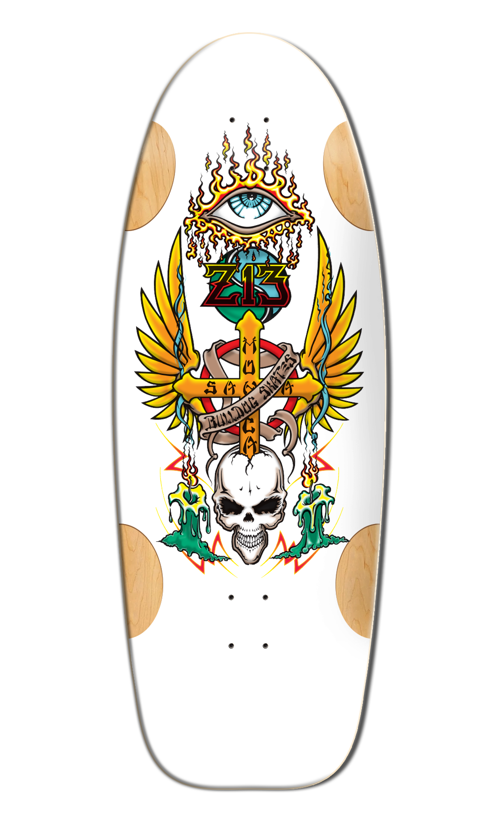 BullDog Designs "Z-13" 11.875" White Formica Skateboard Deck - Bow Shock Marketplace