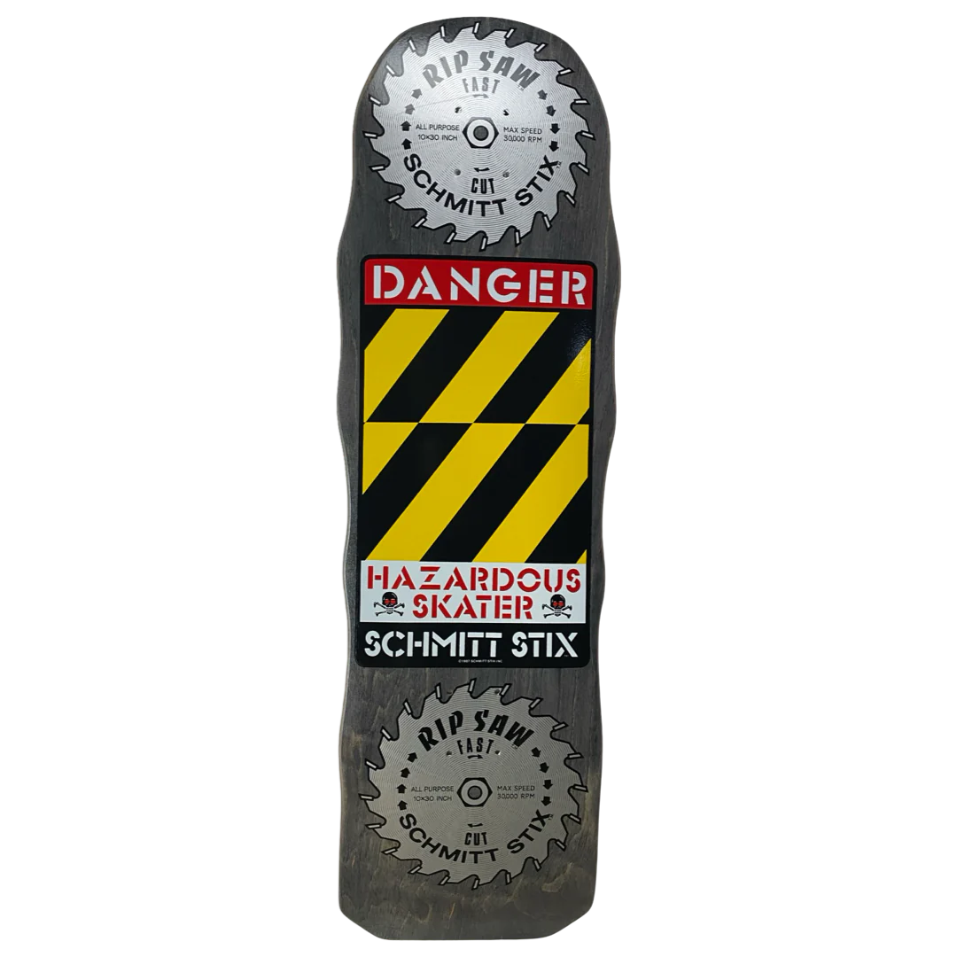 Schmitt Stix Danger Saw Skateboard Deck - 10" Black Dip - Bow Shock Marketplace