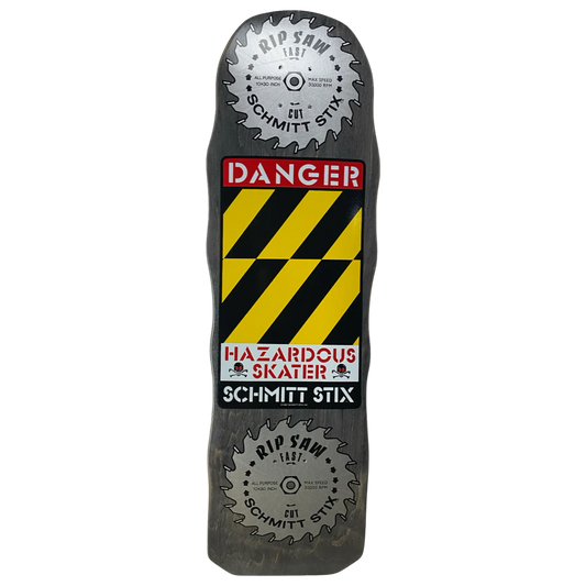 Schmitt Stix Danger Saw Skateboard Deck - 10" Black Dip - Bow Shock Marketplace