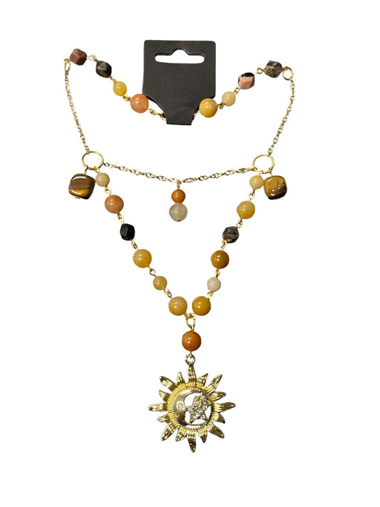 Headstone Charms Gold Sun & Moon Necklace