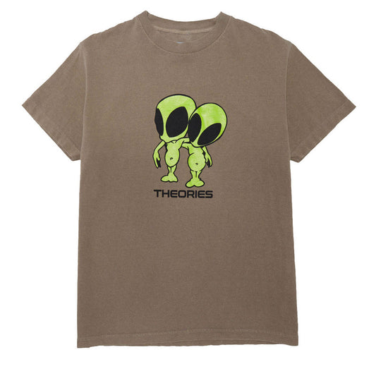 Theories Twins Garment Dyed Faded Brown Tee S/s Shirt