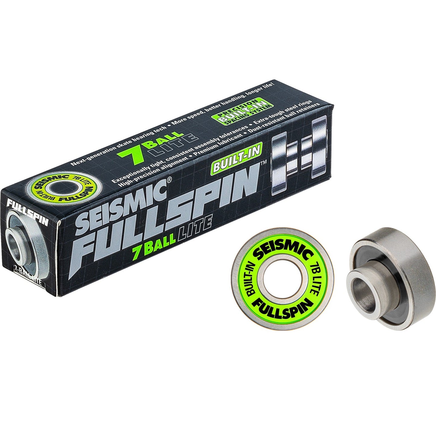 Seismic Fullspin 7-Ball LITE Built-In Bearings 8mm - Green (Set) - Bow Shock Marketplace