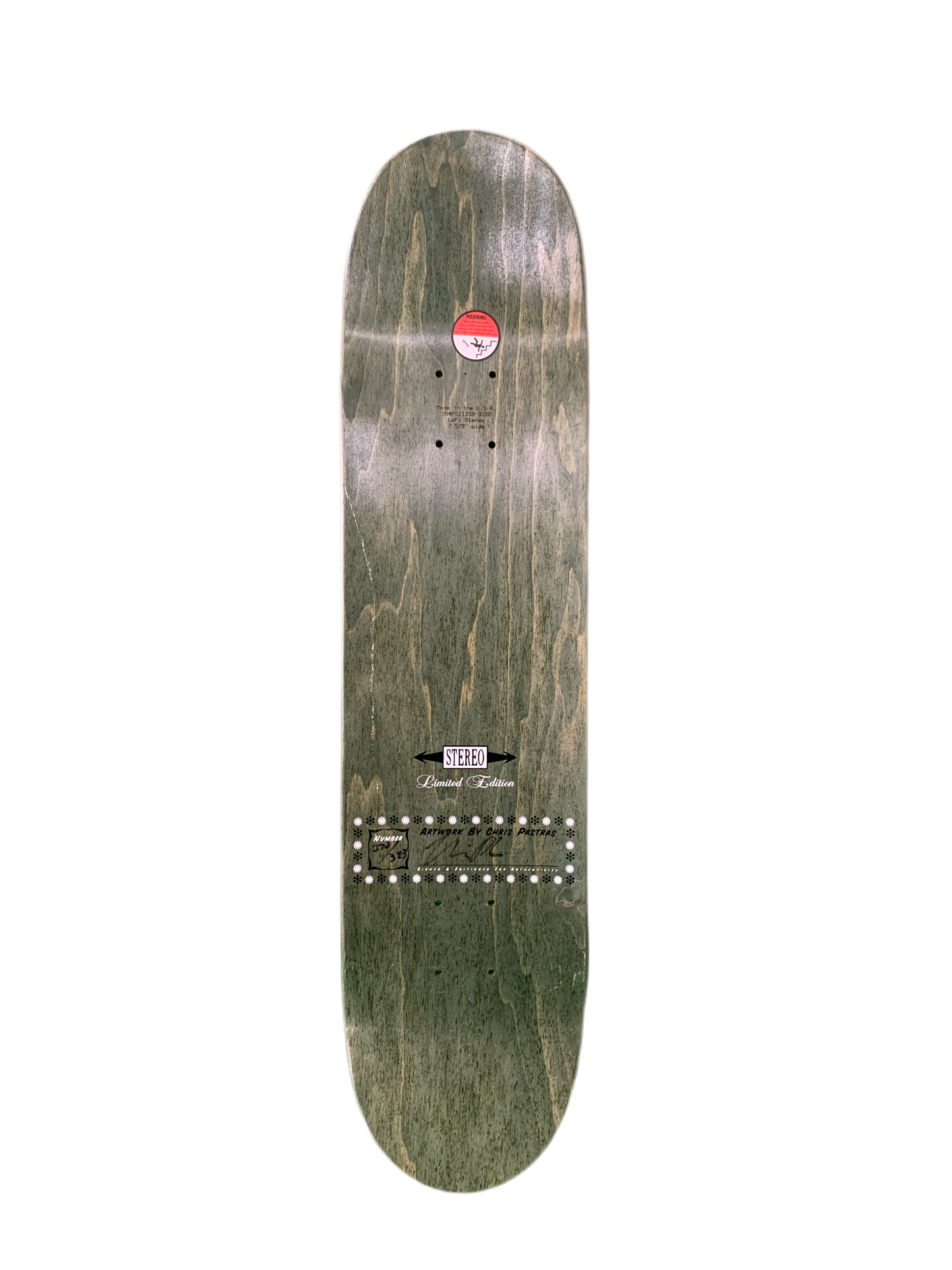 Stereo Art by Chris Pastras 272/383 Signed 7.6” Classic Skateboard Deck