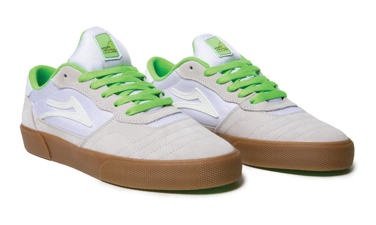 Lakai Shoes Cambridge SMU - White/UV Green Suede - Bow Shock Marketplace