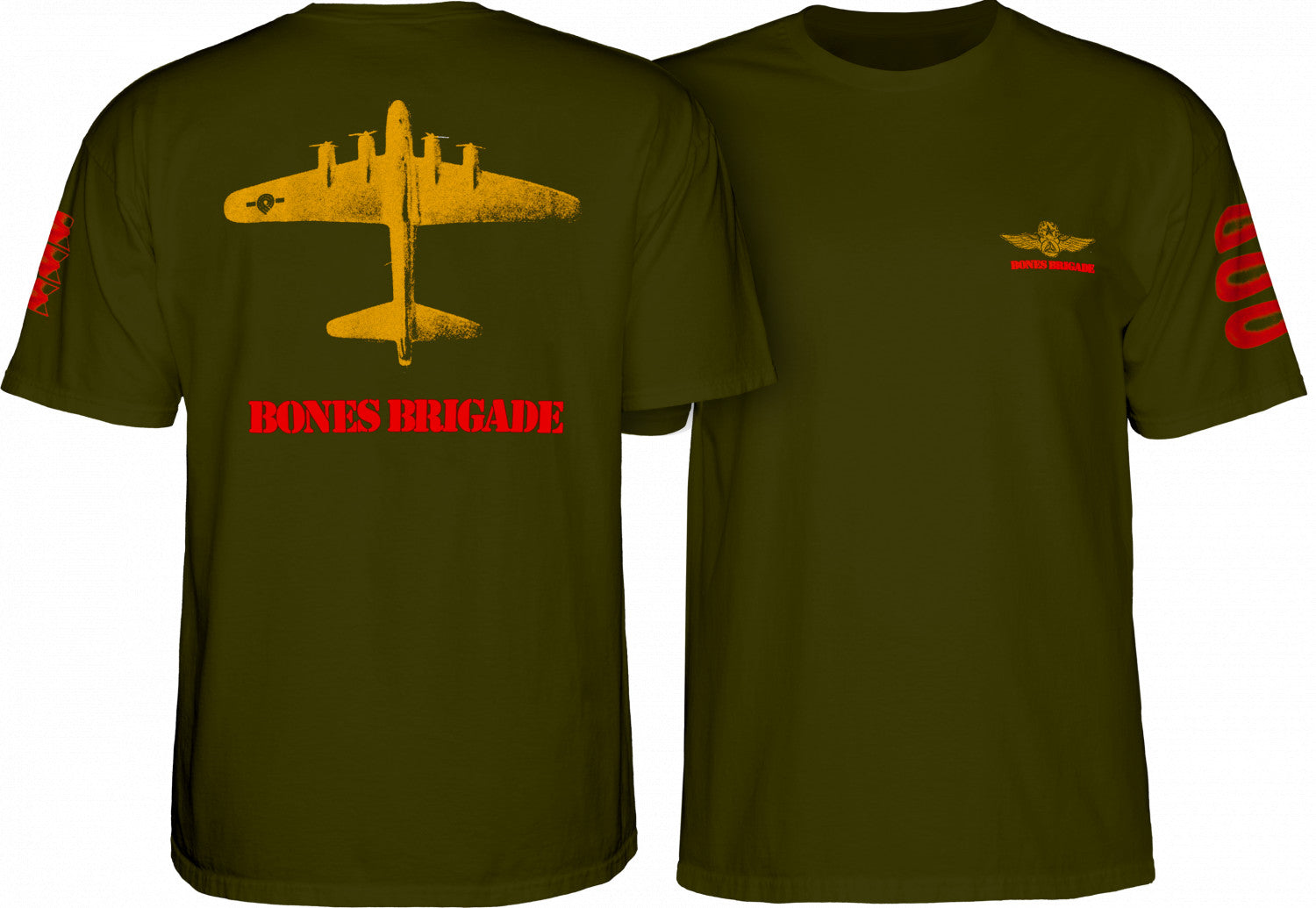 Bones Brigade Bomber T-shirt - Military Green - Bow Shock Marketplace