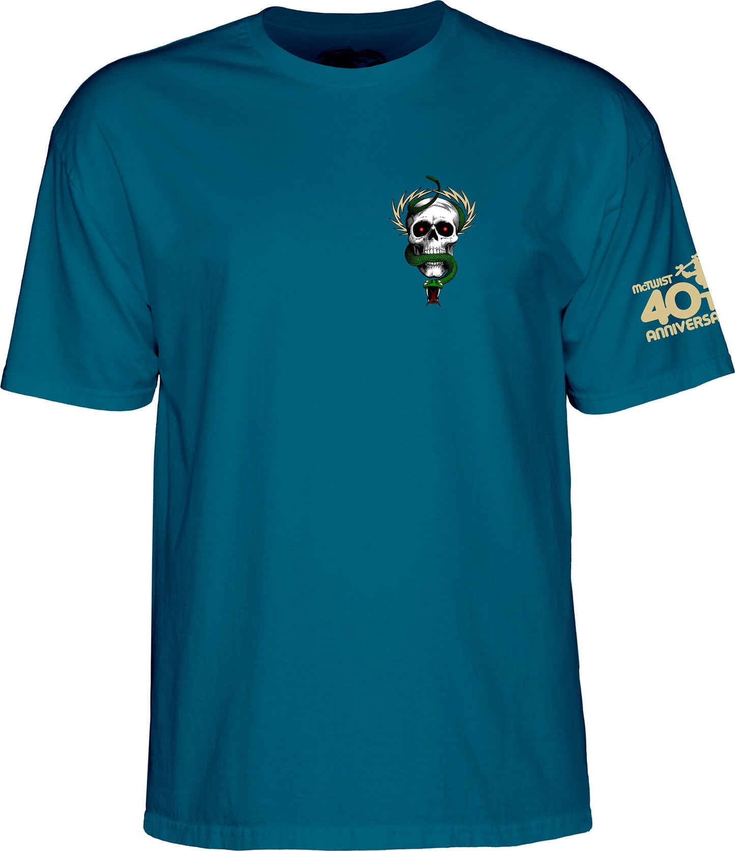 Powell Peralta McGill Skull and Snake 40th Anniversary T-shirt - Galapagos Blue - Bow Shock Marketplace
