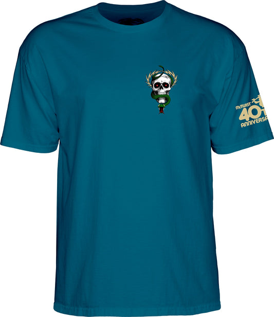 Powell Peralta McGill Skull and Snake 40th Anniversary T-shirt - Galapagos Blue - Bow Shock Marketplace