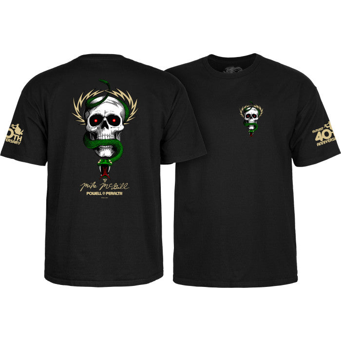 Powell Peralta McGill Skull and Snake 40th Anniversary T-shirt - Black - Bow Shock Marketplace