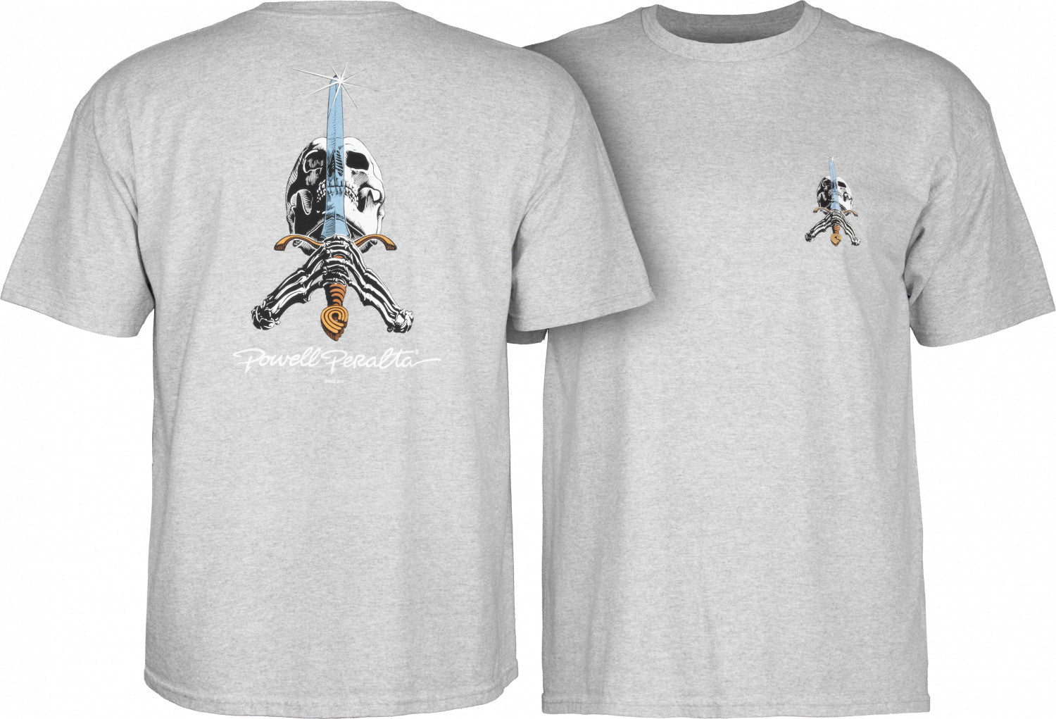 Powell Peralta Skull & Sword T-shirt - Gray - Bow Shock Marketplace