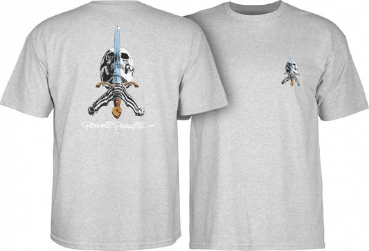 Powell Peralta Skull & Sword T-shirt - Gray - Bow Shock Marketplace