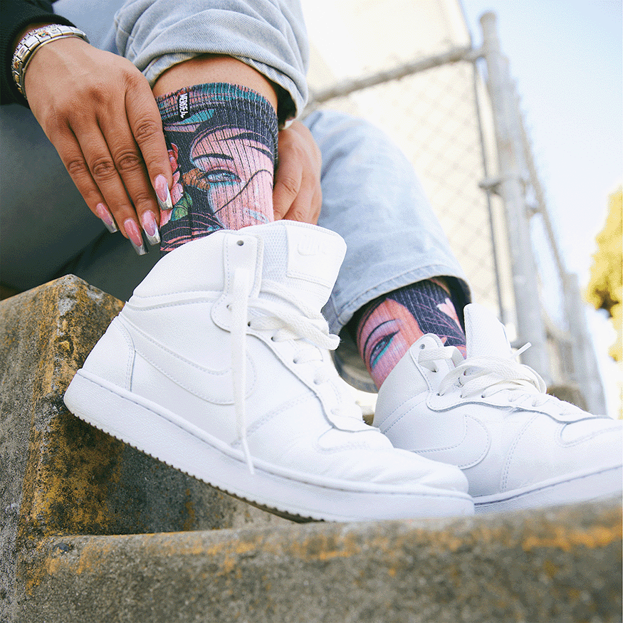 Cherry Lane Crew Socks With Art By Caia Koopman