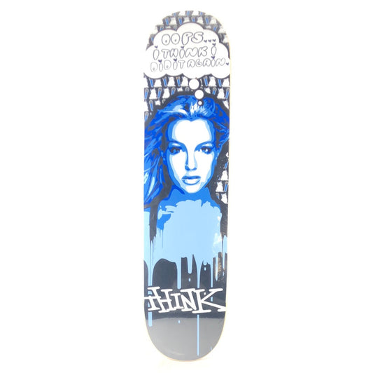 Think Britney Spears Jailbait Series Black White Blue Size 7.6" Skateboard Deck