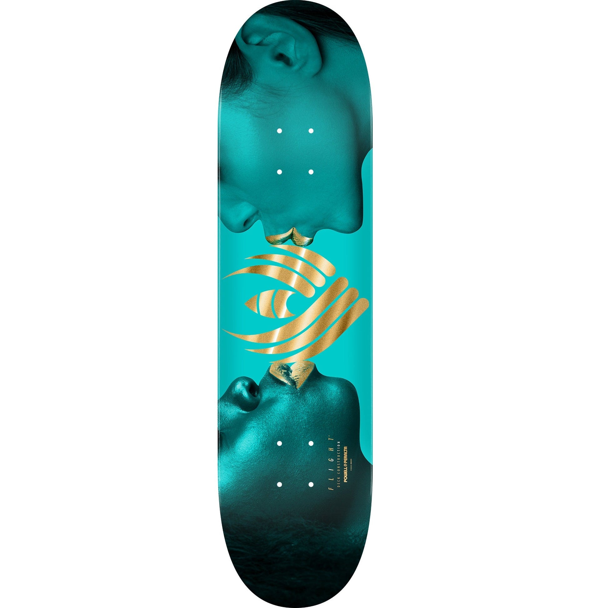 Powell Peralta Kiss Flight Skateboard Deck - 8.13″ Turquoise/Gold Foil - Bow Shock Marketplace