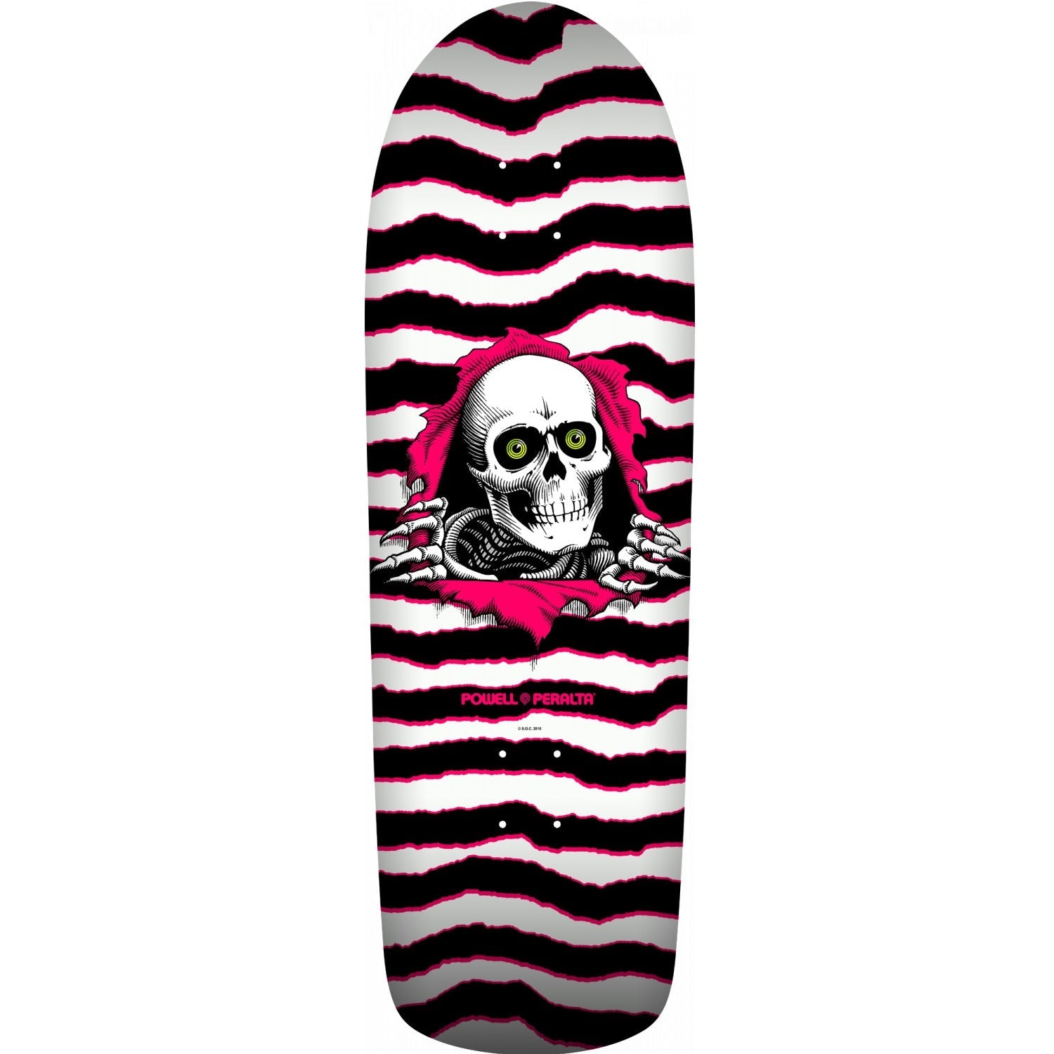 Powell Peralta Old School Ripper Skateboard Deck - 9.89″ White/Pink - Bow Shock Marketplace