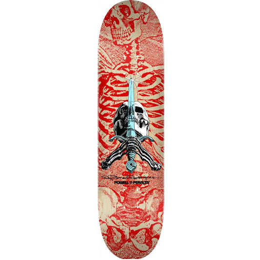 Powell Peralta Skull and Sword Skateboard Deck - 8.0″ Red/Yellow - Bow Shock Marketplace