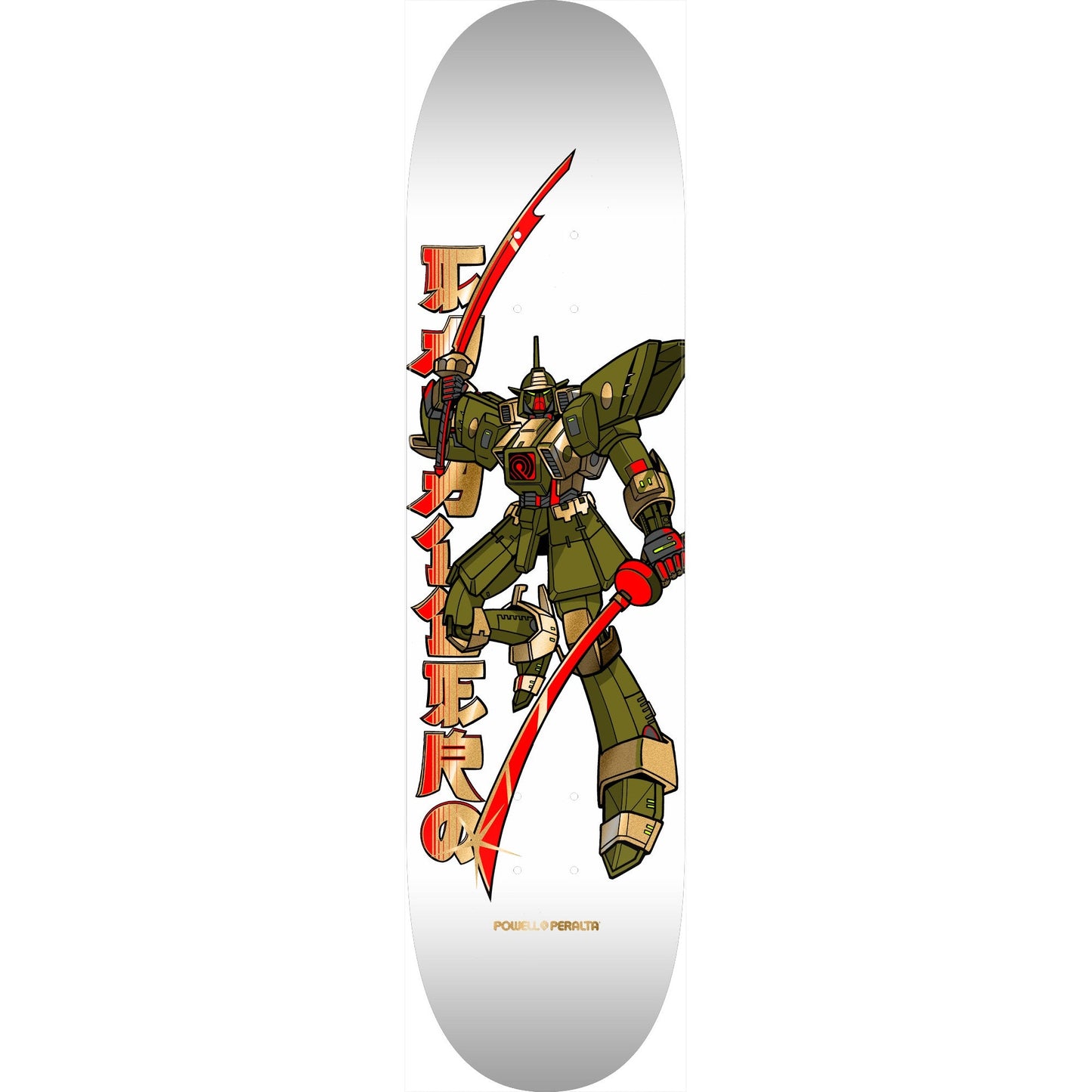 Powell Peralta Steve Caballero Gundam Flight Skateboard Deck - 8.25″ White/Gold Foil **PRE-ORDER** - Bow Shock Marketplace