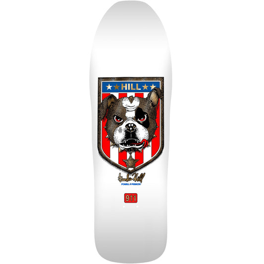 Powell Peralta Frankie Hill Bulldog Reissue Skateboard Deck - 10″ White/Gold Foil - Bow Shock Marketplace