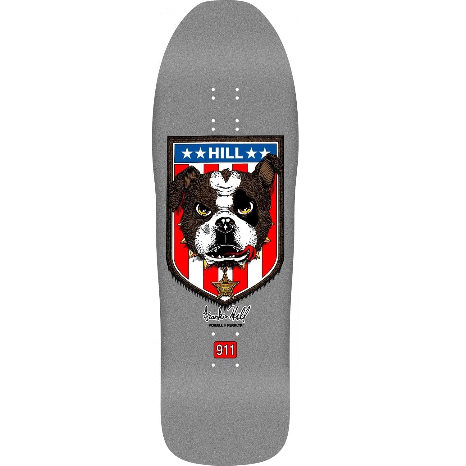 Powell Peralta Frankie Hill Bulldog Reissue Skateboard Deck - 10″ Silver - Bow Shock Marketplace