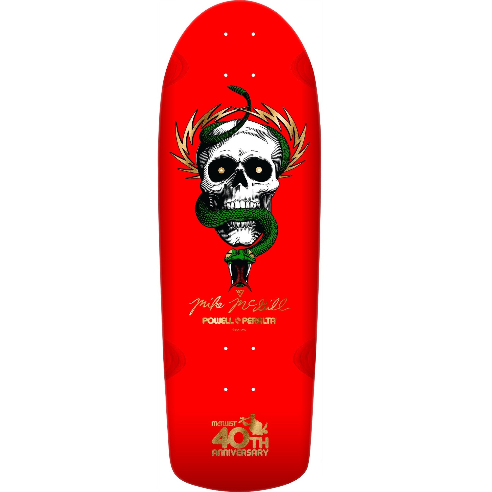 Powell Peralta Mike McGill 40th Anniversary McTwist Reissue Skateboard Deck - 10" Red/Gold Foil - Bow Shock Marketplace