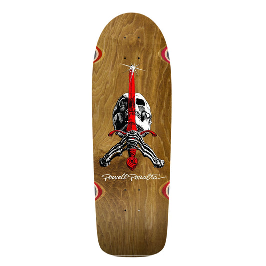 Powell Peralta OG Ray Rodriguez Skull & Sword  Reissue Skateboard Deck - 10″ Brown Stain - Bow Shock Marketplace