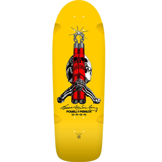 Powell Peralta Skull & Nunchucks Bruce Lee Skateboard Deck - 10″ Yellow - Bow Shock Marketplace