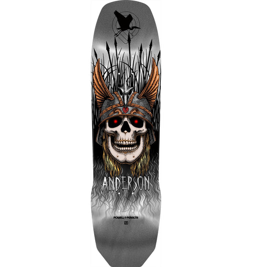 Powell Peralta Pro Andy Anderson Heron 7-Ply Maple Skateboard Deck - 8.45″ Silver Foil - Bow Shock Marketplace