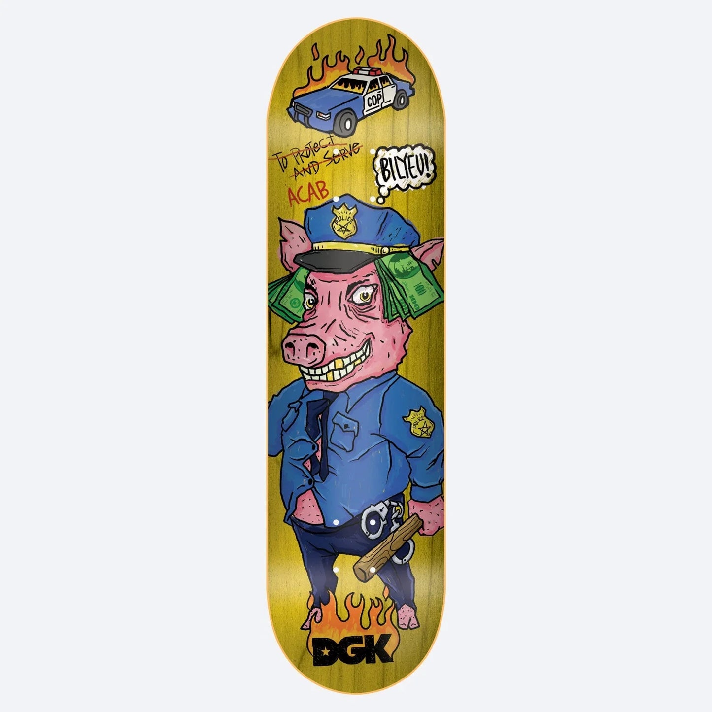 DGK Protect and Serve Bilyeu Skateboard Deck - 8.06″ Yellow - Bow Shock Marketplace