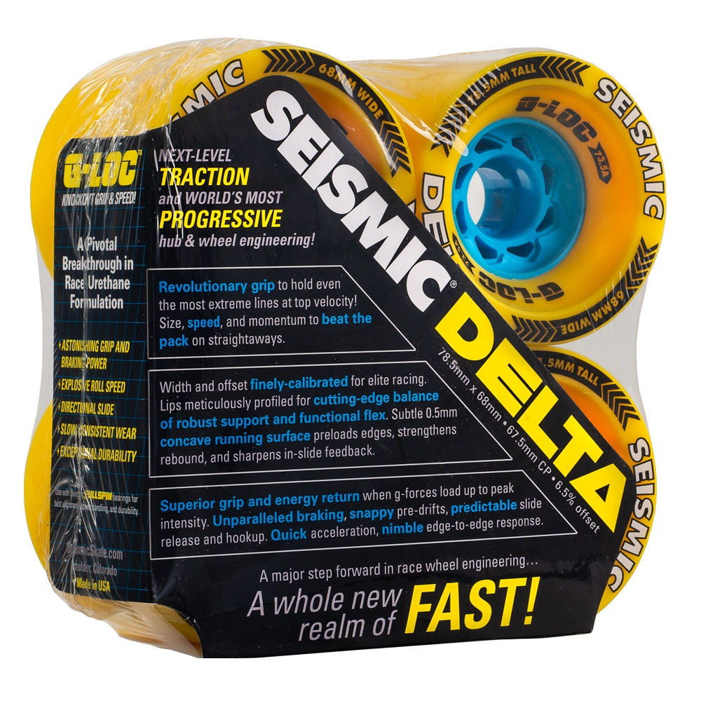 Seismic Delta 78.5x68mm 73.5a G-LOC Wheels - Yellow (Set of 4) - Bow Shock Marketplace