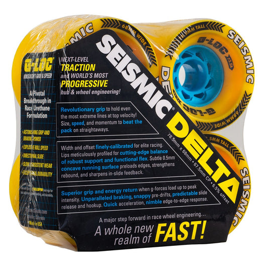Seismic Delta 78.5x68mm 73.5a G-LOC Wheels - Yellow (Set of 4) - Bow Shock Marketplace