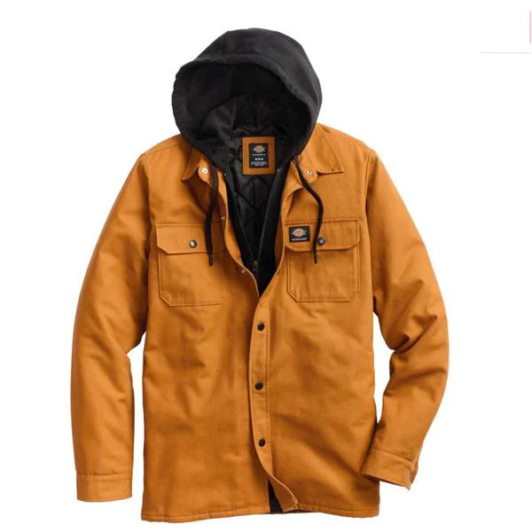 Dickies Canvas Shirt Jacket With Fleece Hood - Brown Duck - Bow Shock Marketplace