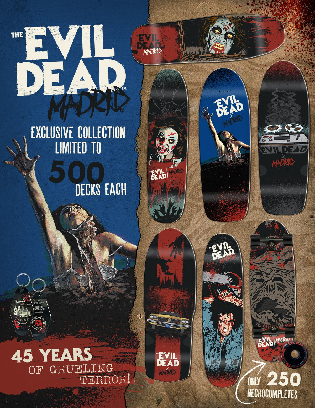 The Evil Dead X Madrid 45th Anniversary Ash 8.625" Skateboard Deck
