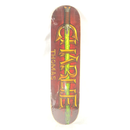 Hollywood Charlie Thomas Sword Graphic Red Gold Green Black Size 7.75" Skateboard Deck