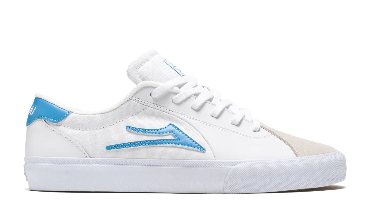 Lakai Shoes Flaco II - White/Cyan Leather - Bow Shock Marketplace