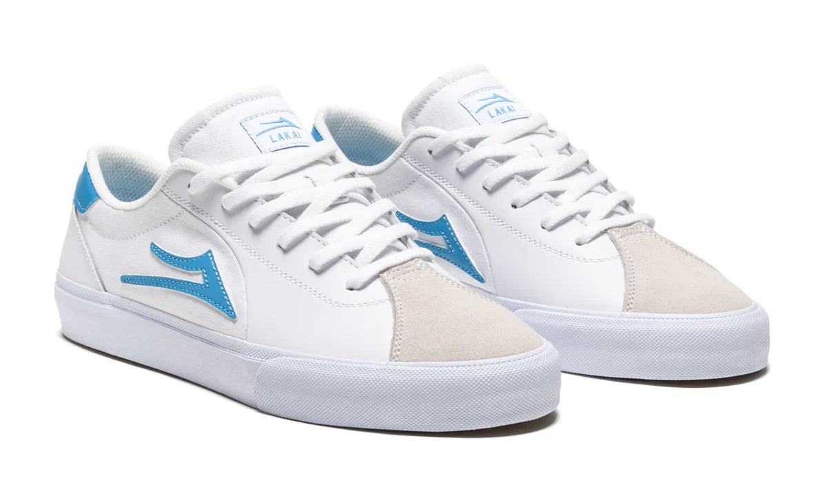 Lakai Shoes Flaco II - White/Cyan Leather - Bow Shock Marketplace