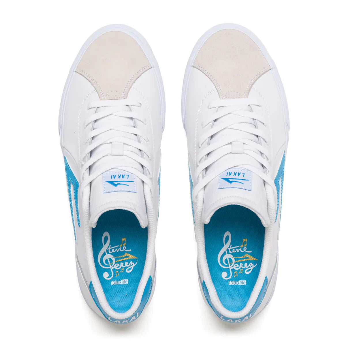 Lakai Shoes Flaco II - White/Cyan Leather - Bow Shock Marketplace