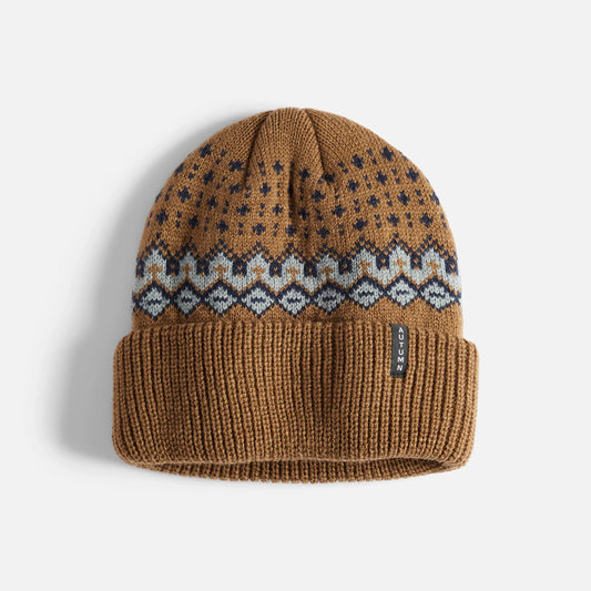 Autumn Fairisle Light Brown Beanie