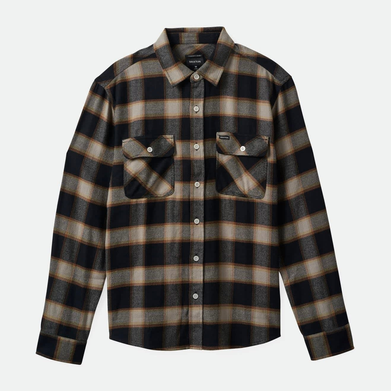 Brixton Bowery Black Cream L/s Flannel Shirt