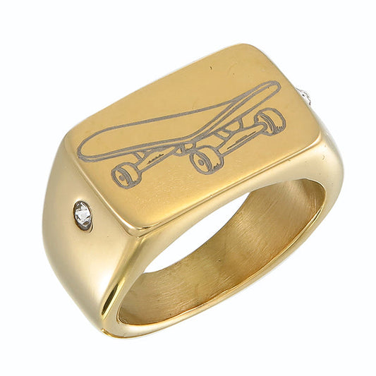 Skateboard Ring – Custom Engraving Available (Gold)