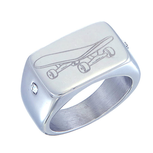 Skateboard Ring – Custom Engraving Available (Silver)