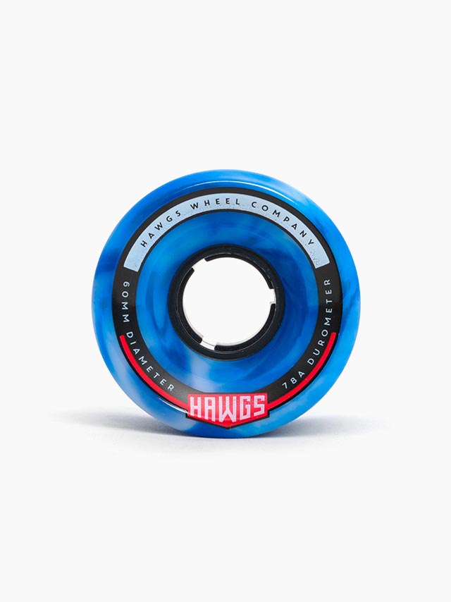 Hawgs Chubby Wheels 60mm 78a - Blue/White Swirl (Set of 4) - Bow Shock Marketplace