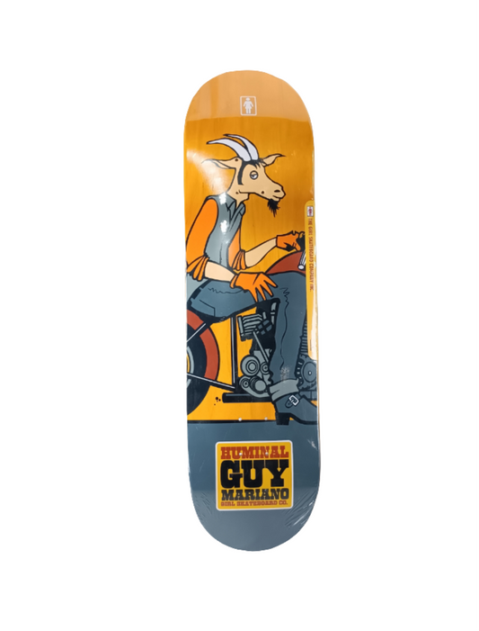 Girl Skateboards Guy Mariano Grey Orange Huminal Size 8.38 Vintage NOS Deck