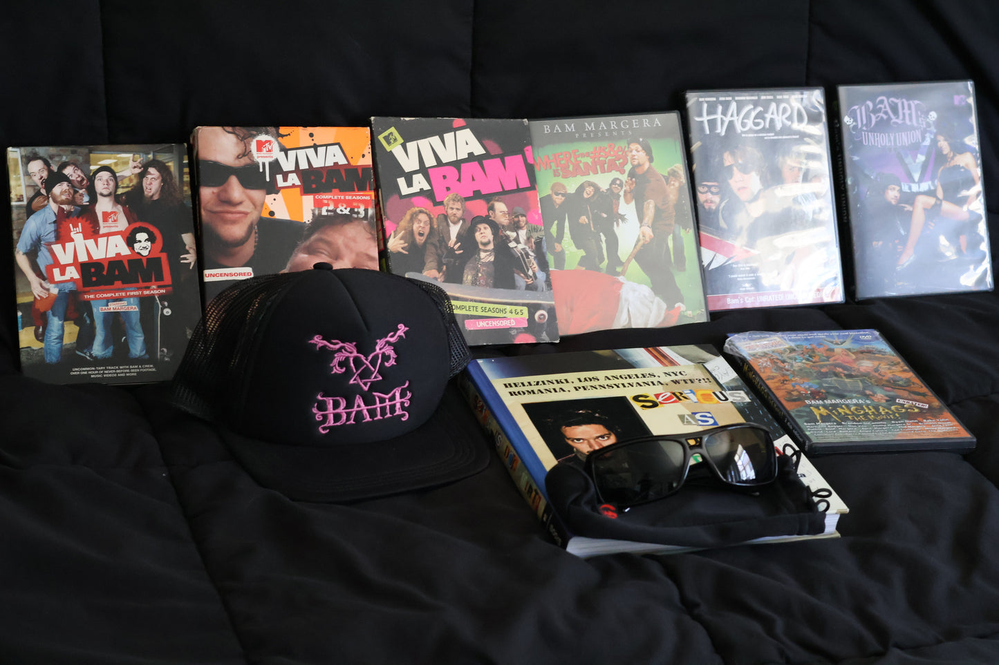 Rare Bam Margera Collection | Signed Book, Viva La Bam DVDs, Minghags, Haggard, CKY Photos, Hat & More