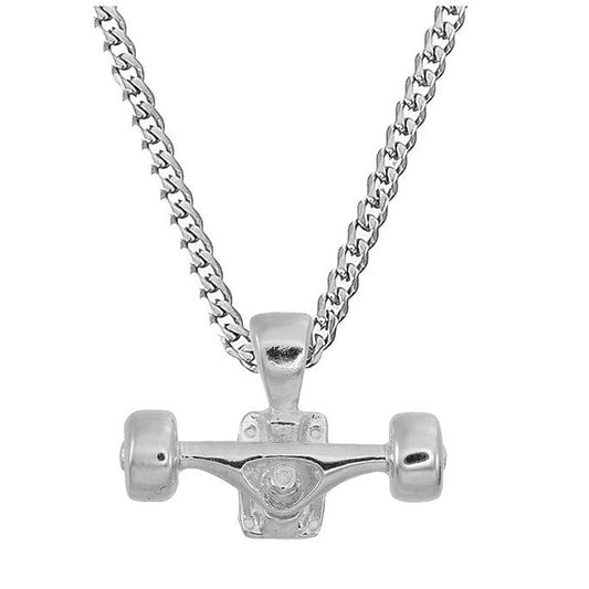Skateboard Truck w/Wheels Pendant (Silver)