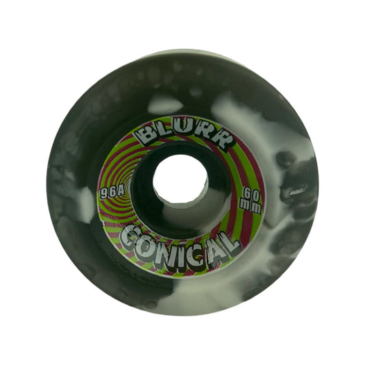 Blurr Conical Re-issue Wheels 60mm 96a - Black/White Swirls (Set of 4) - Bow Shock Marketplace