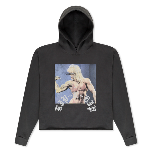 Protein Boxy Cropped 500GSM Hoodie (Gunmetal)