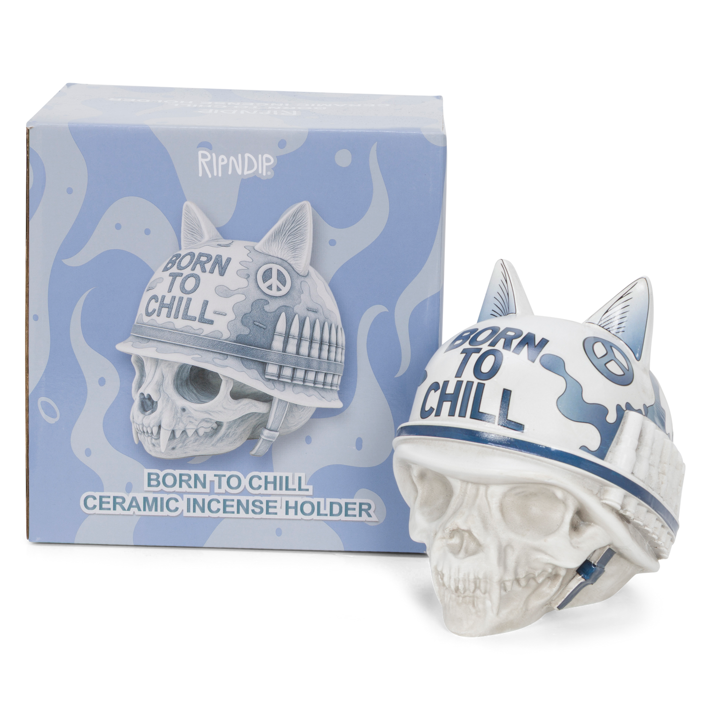 Born To Chill Ceramic Incense Holder (Indigo)
