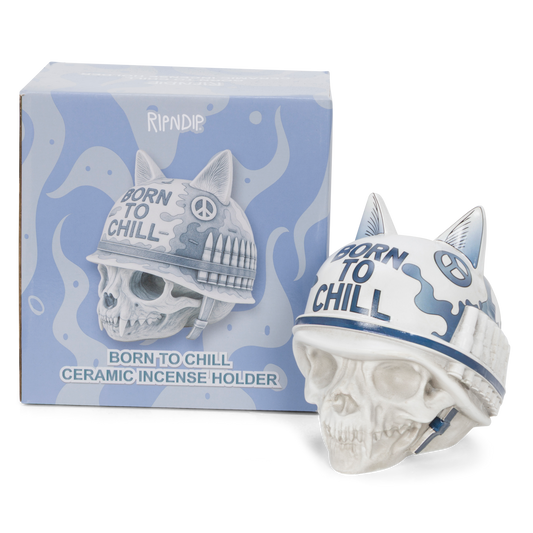 Born To Chill Ceramic Incense Holder (Indigo)